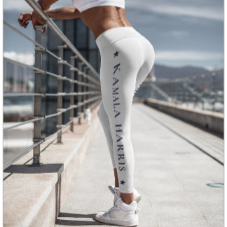Leggings de Yoga blanc avec imprimé Kamala Harris