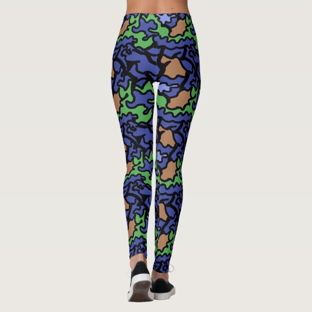 Leggings de Yoga motif original bleu vert orange (Dos)