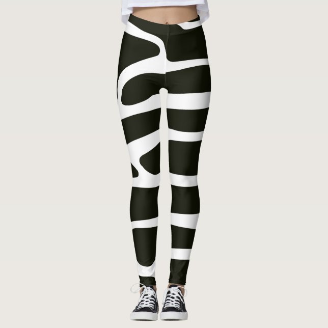 Leggings de Yoga noir et blanc d'art Abstrait (Devant)