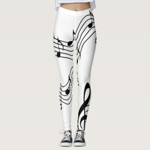 Leggings de yoga Pilates notes de musique noir et
