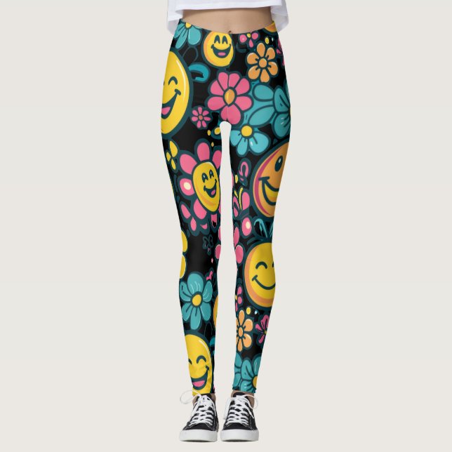 Leggings de yoga pour gym fleur (Devant)