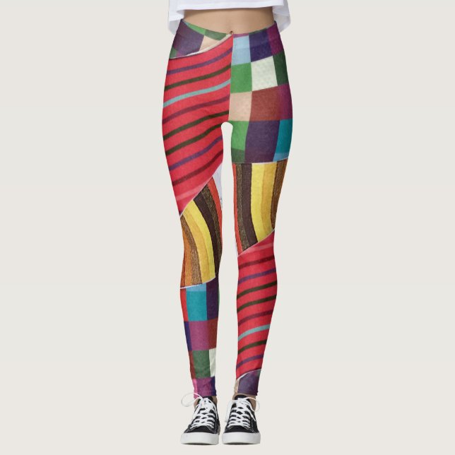 Leggings débardeur anneaux, grilles et chèques (Devant)
