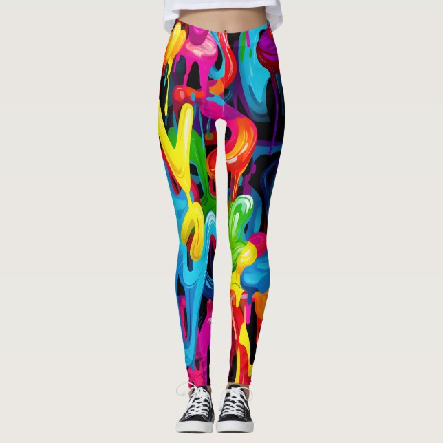 Leggings Déchets colorés : Motif de graffitis Abstrait (Devant)