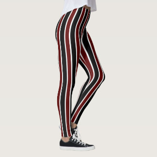 Leggings Décor à rayures noires verticales marron blanc sur