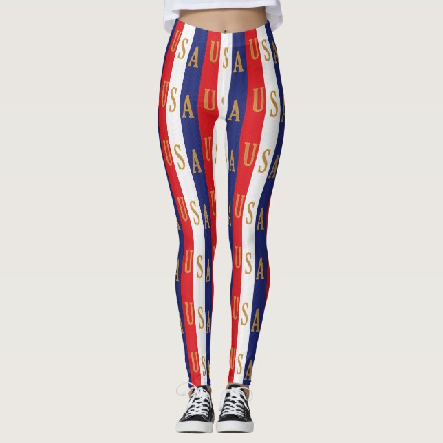 Leggings Décor à rayures USA (Devant)