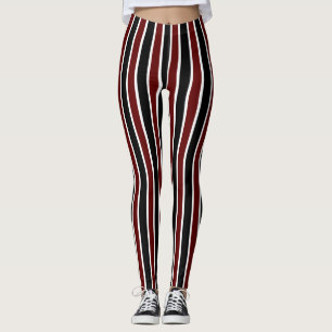 Leggings Décor blanc marron noir vertical sur