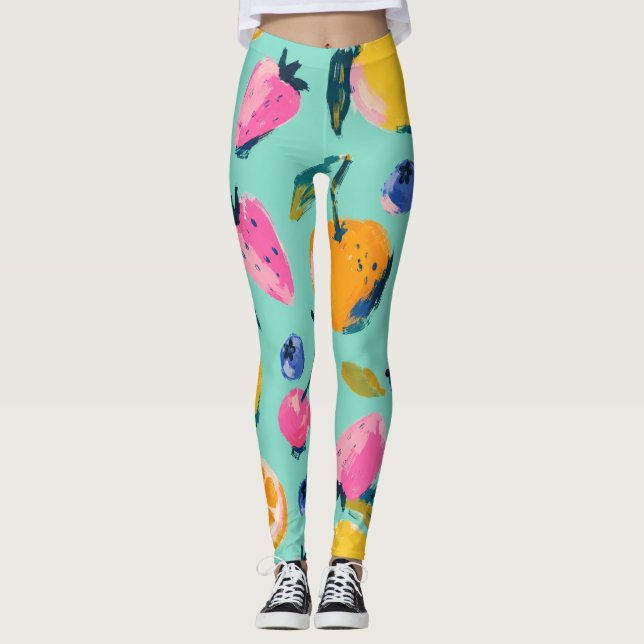Leggings Décor de mur de cuisine à motif de fruits d'été (Devant)