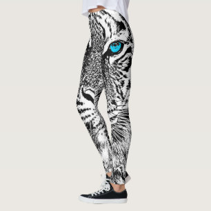 Leggings Décor d'yeux bleus de tigre dessus
