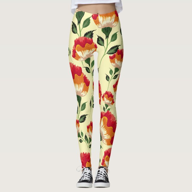 Leggings Décor fleuri et motif sans charme. (Devant)