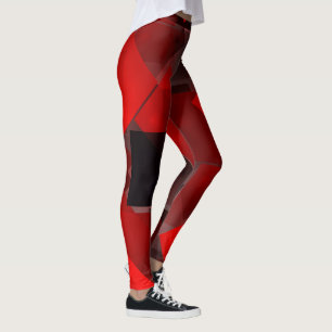 Leggings Décor rouge noir abstrait géométrique