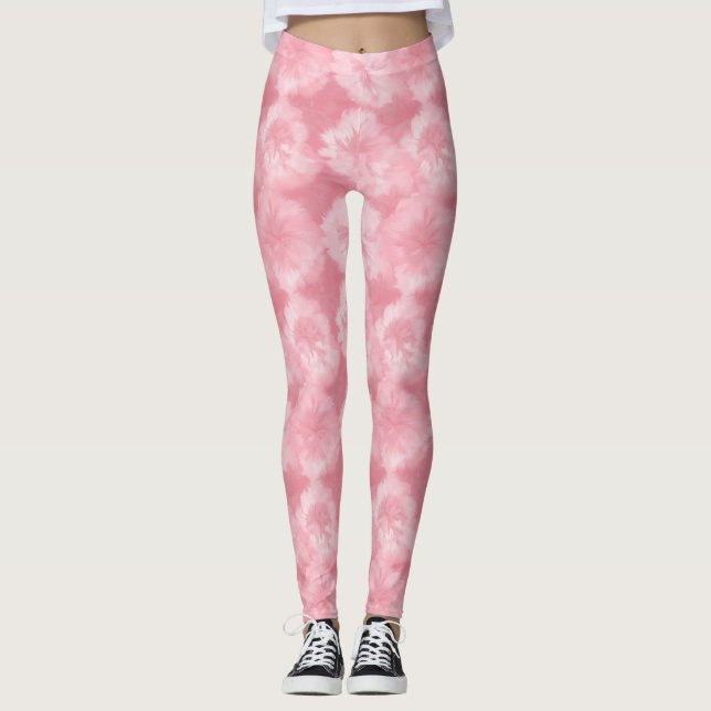 Leggings Décoratifs Tie Dye Rose Rose Pâle (Devant)
