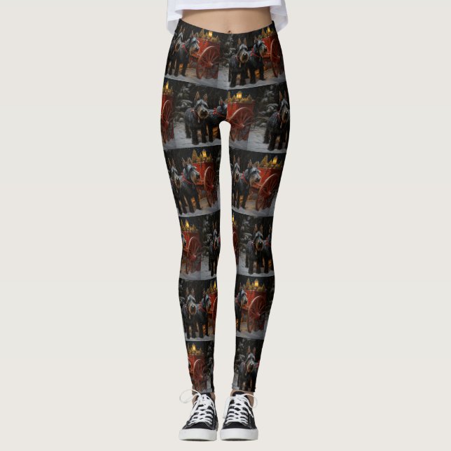 Leggings Décoration de Noël Scottish Terrier enneigé  (Devant)
