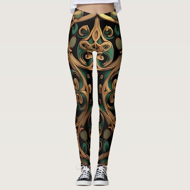 Leggings Décoration Motif en bronze vert (Devant)