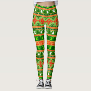 LEGGINGS DÉCORATIONS DE NOËL VERT BLANC ROUGE POUR SAPIN DE