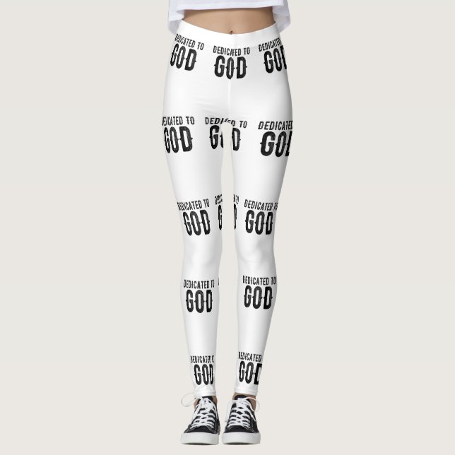 LEGGINGS DÉDIÉ À DIEU PERSONNALISABLE COOL TEXTE NOIR (Devant)