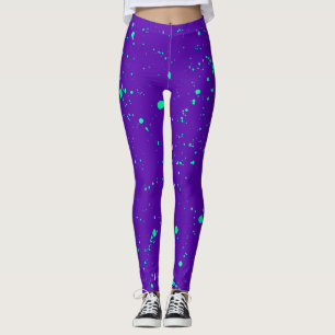 Leggings Deep Purple et éclaboussure verte au néon de