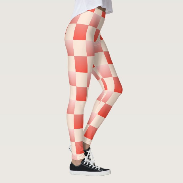 Leggings Dégradé À damiers de la plage de corail (Droite)