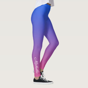 Leggings dégradé bleu et rose foncé personnalisé