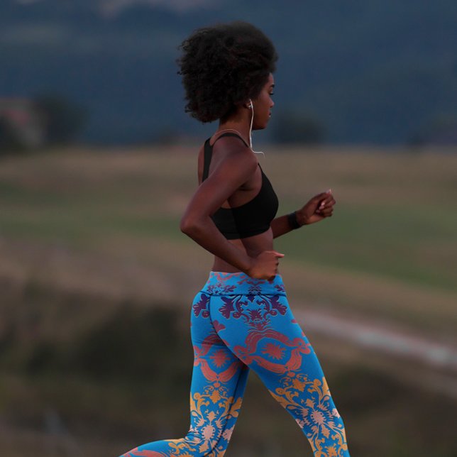 Leggings Dégradé de damas bleu orange  (Créateur téléchargé)