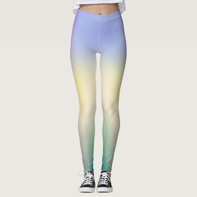 Leggings Dégradé de lever de soleil pastel doux pour Yoga (Devant)