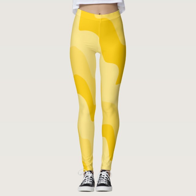 Leggings Dégradé des vagues ondulées jaunes (Devant)