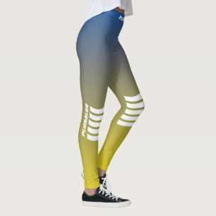 Leggings dégradé jaune bleu monogrammé sportif