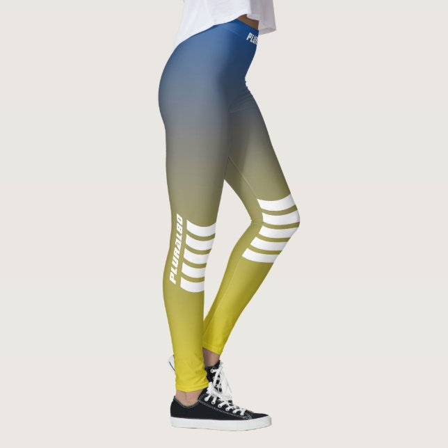 Leggings dégradé jaune bleu monogrammé sportif (Droite)