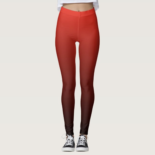 Leggings Dégradé Moderne Branché Rouge Et Noir (Devant)