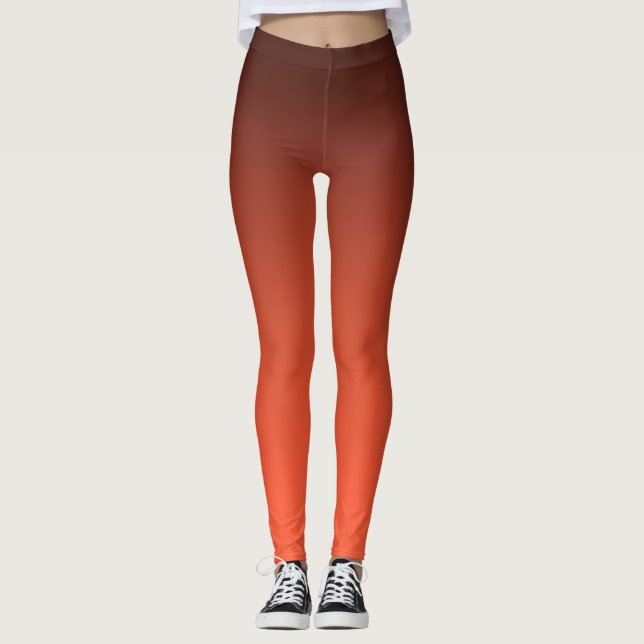 Leggings Dégradé Orange Brûlé Ombre Chaude (Devant)