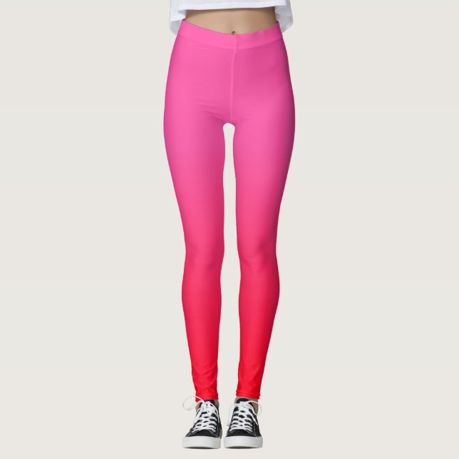 Leggings Dégradé rose et rouge (Devant)