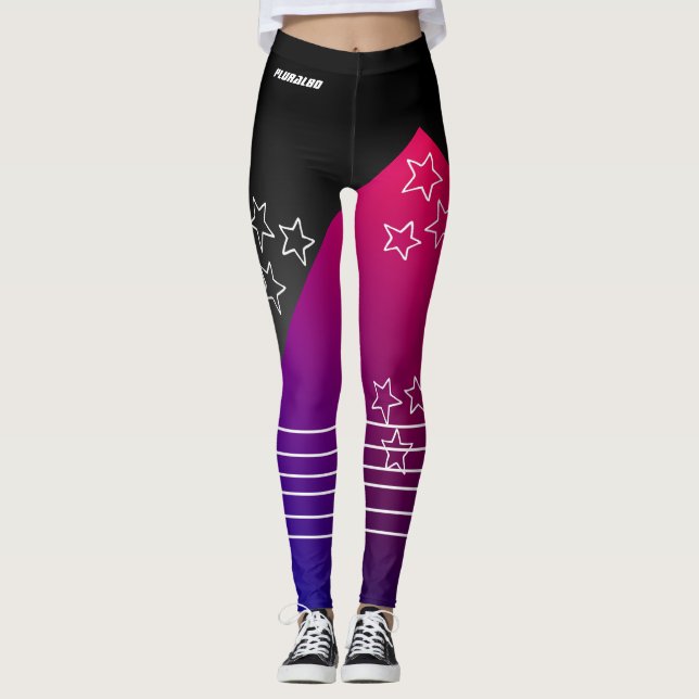 Leggings dégradé rose noir monogrammé sportif (Devant)