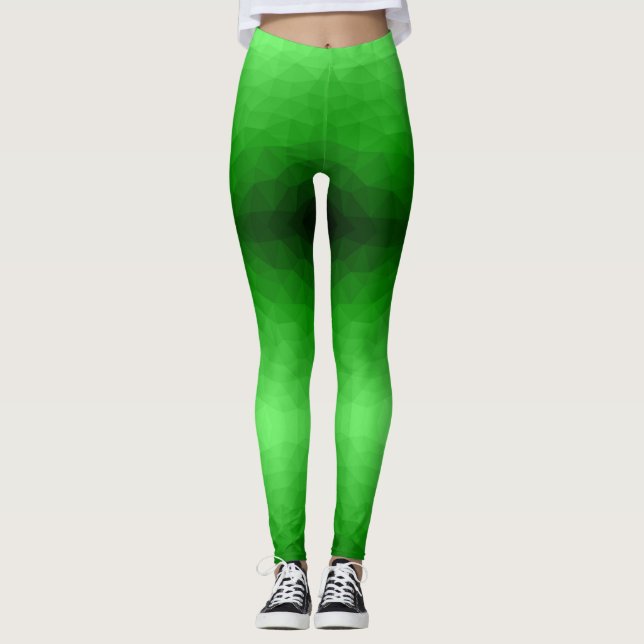 Leggings Dégradé vert clair de maille géométrique motif lum (Devant)