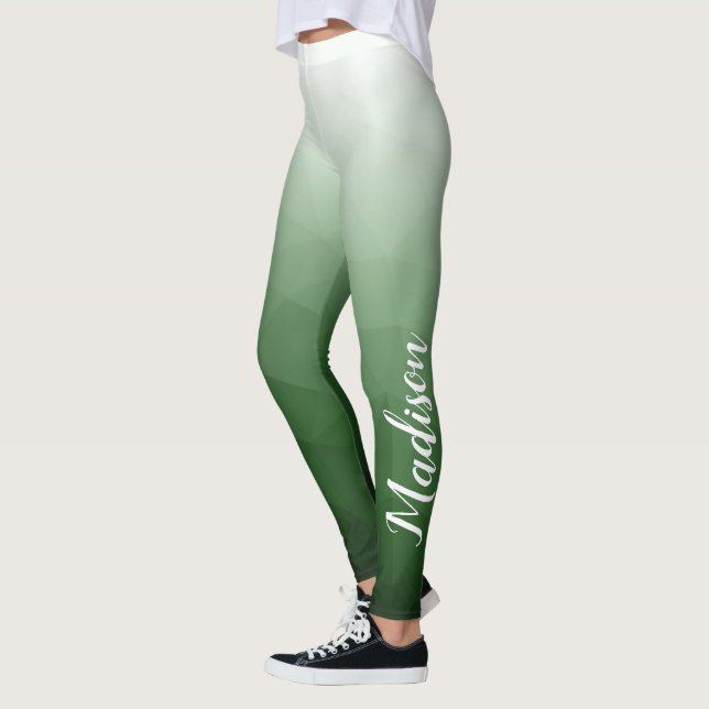 Leggings Dégradé vert foncé Motif de maille de géométrie No (Gauche)