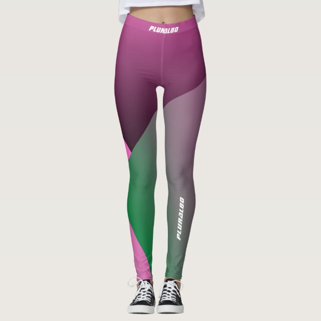 Leggings Dégradé vert rose monogramme (Devant)
