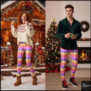 Leggings Dégradé vibrant à carreaux bandes de couleur horiz