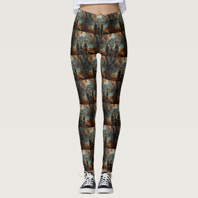 Leggings Délice Canin de la Nuit d'Halloween d'Airedale (Devant)