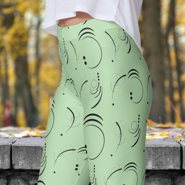 Leggings Délicieux Motif Abstrait vert (Abstract Dot on Pale Green)