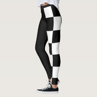 Leggings Demi-chèque noir et blanc