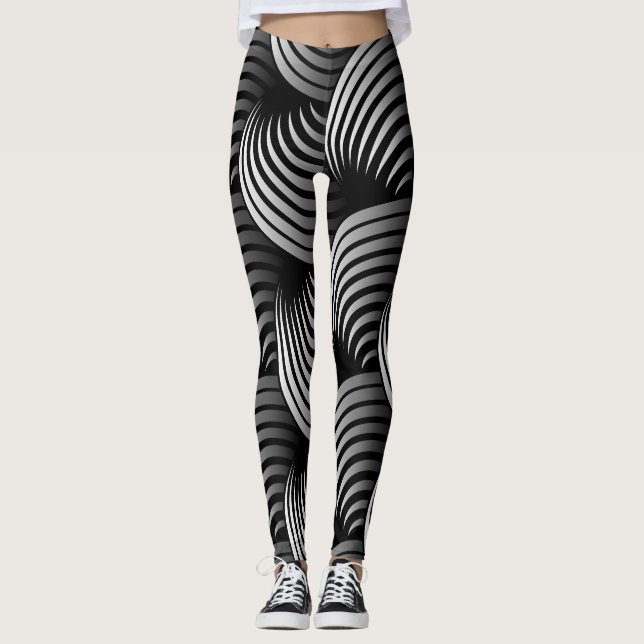 Leggings Demi-tour blanc sur Arrière - plan noir (Devant)