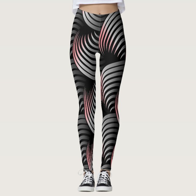 Leggings Demi-tour blanc sur Arrière - plan noir (Devant)