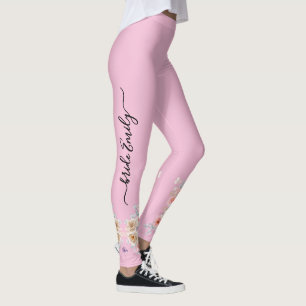 Leggings Demoiselle d'honneur florale rose mariée & demoise