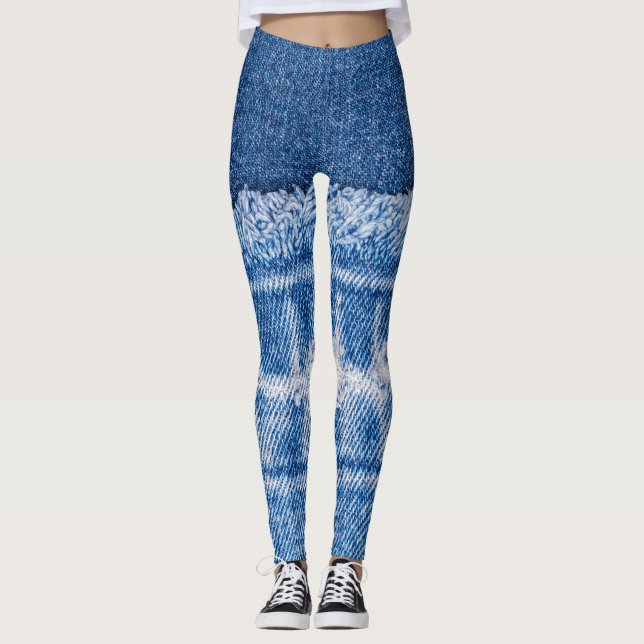 Leggings Déni déchiré : Cadre de Jeans double bleu (Devant)