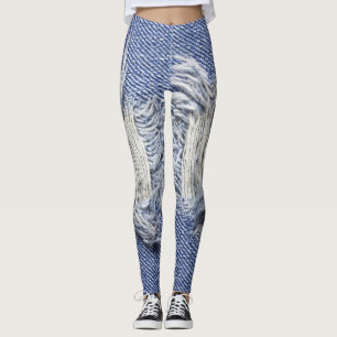 Leggings Dénim bleu déchiré : texture de jeans.