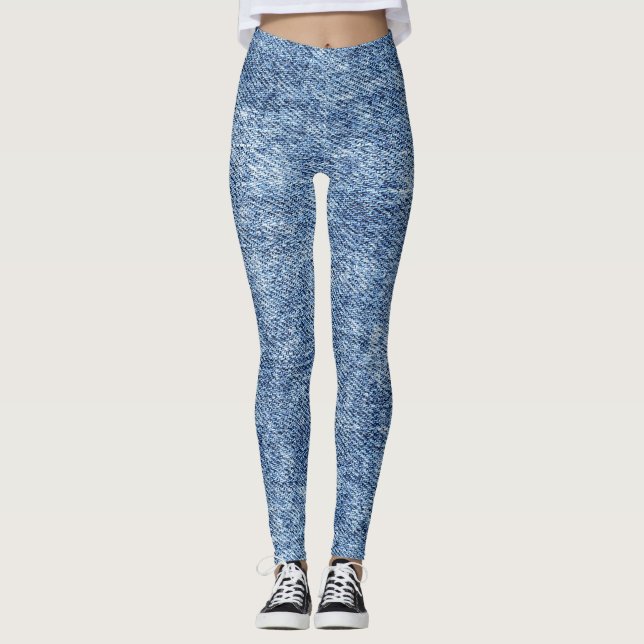 Leggings Dénim bleu lavement acide, texture de gros plan. (Devant)