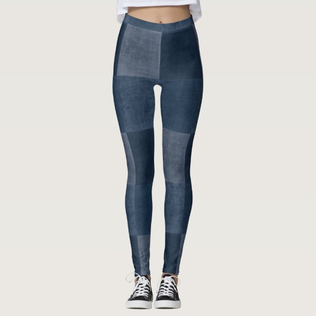 Leggings Denim Blues - Jeans Patchés amusants - Jeggings Lo (Devant)