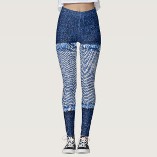 Leggings Dénim déchiré : tissu de jean bleu.