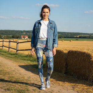 Leggings Denim Patchwork