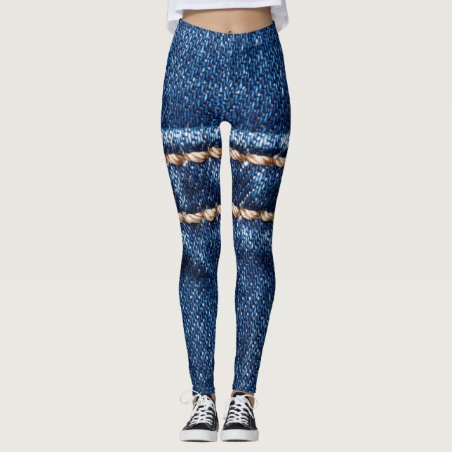 Leggings Dénim piqué : texture du jean closeup. (Devant)