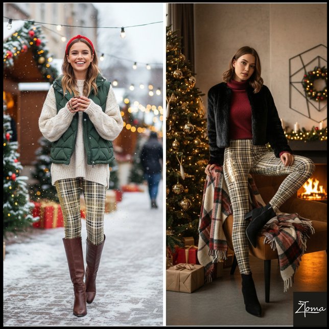 Leggings Dense Brown Black Mini Plaid Check (Créateur téléchargé)