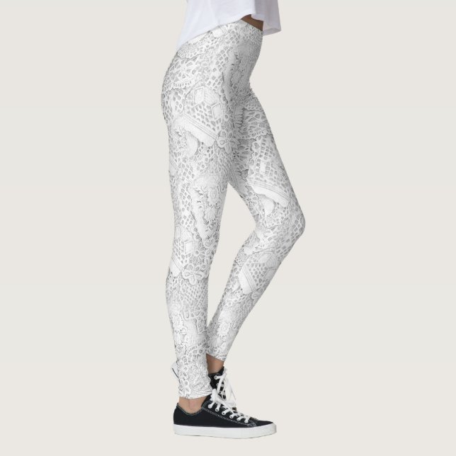Leggings Dentelle blanche argentée (Droite)